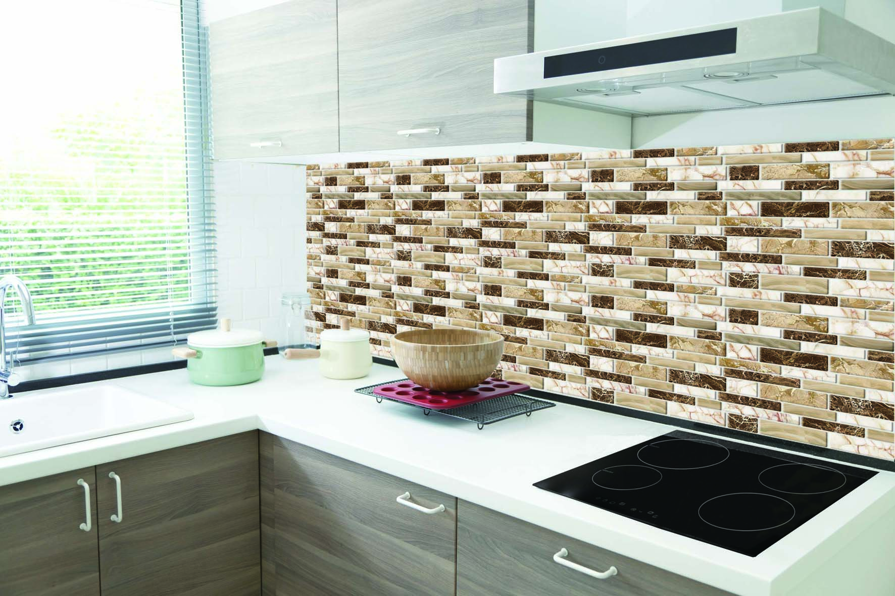 Long King Peel and Stick Tile Backsplash for Kitchen in Marble Design Sheets - 1
