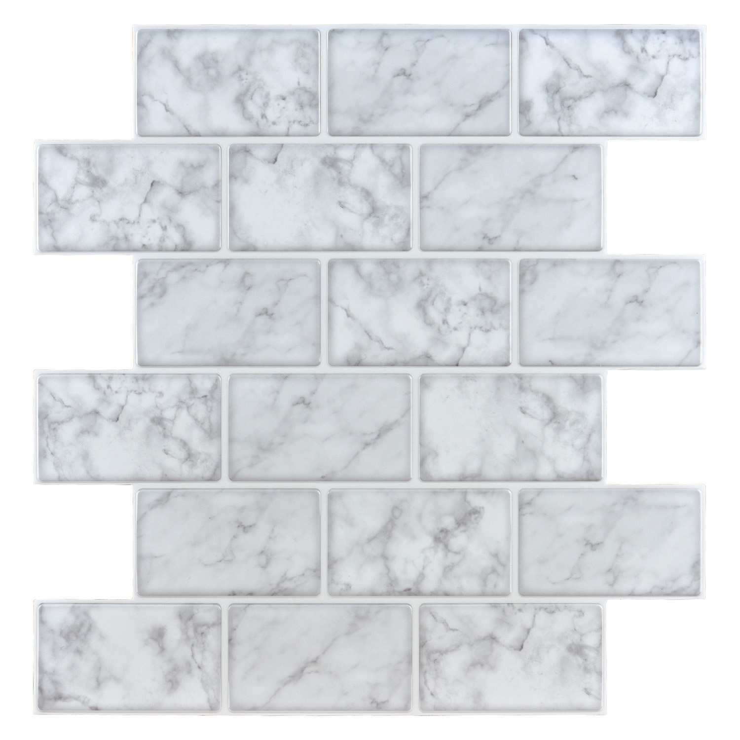 Marble Look Peel and Stick Subway Tile, Stick on Wall Tiles, Self-Adhesive Kitchen backsplash (Pack of 10, Thicker Design)