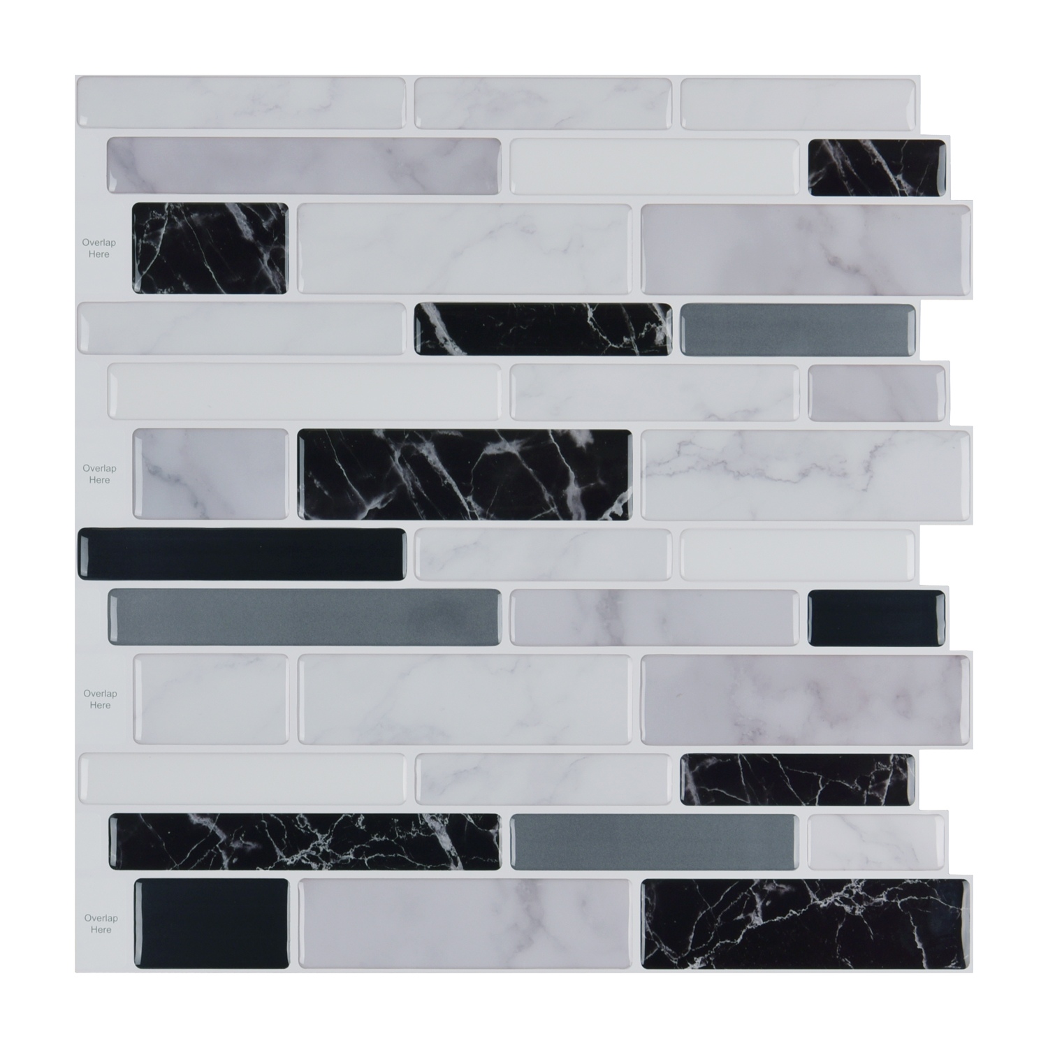 10-Sheet Peel and Stick Tile Backsplash, Vinyl 3D Self-Adhesive Tile Stickers for Kitchen, Bathroom, Counter Top, Marble